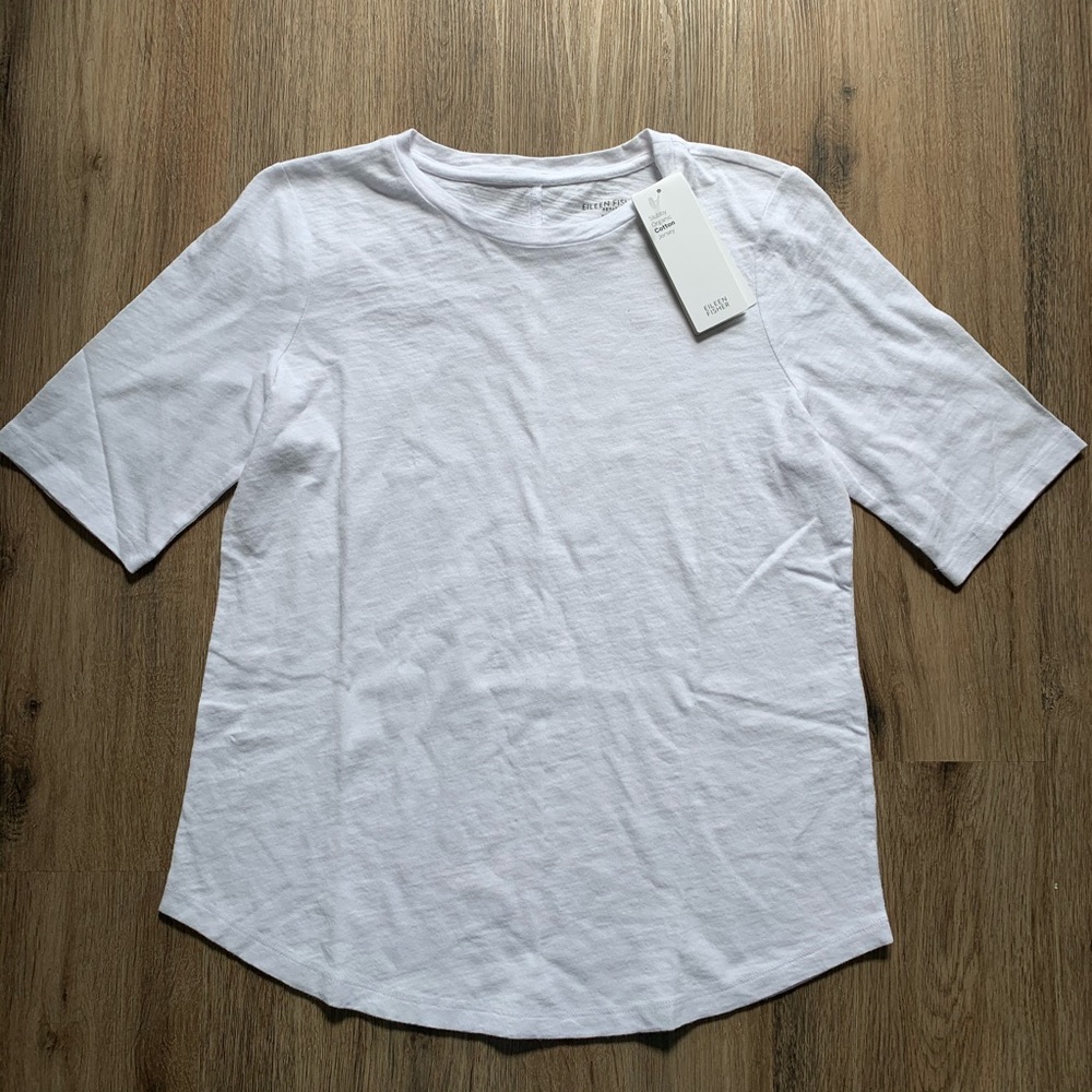 Eileen Fisher Slubby Organic Cotton Jersey Tee